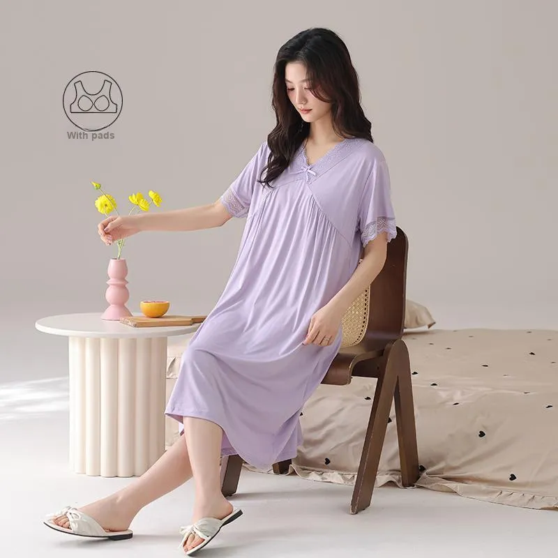 FENTENGCARE Nightgown Women's Violet-4