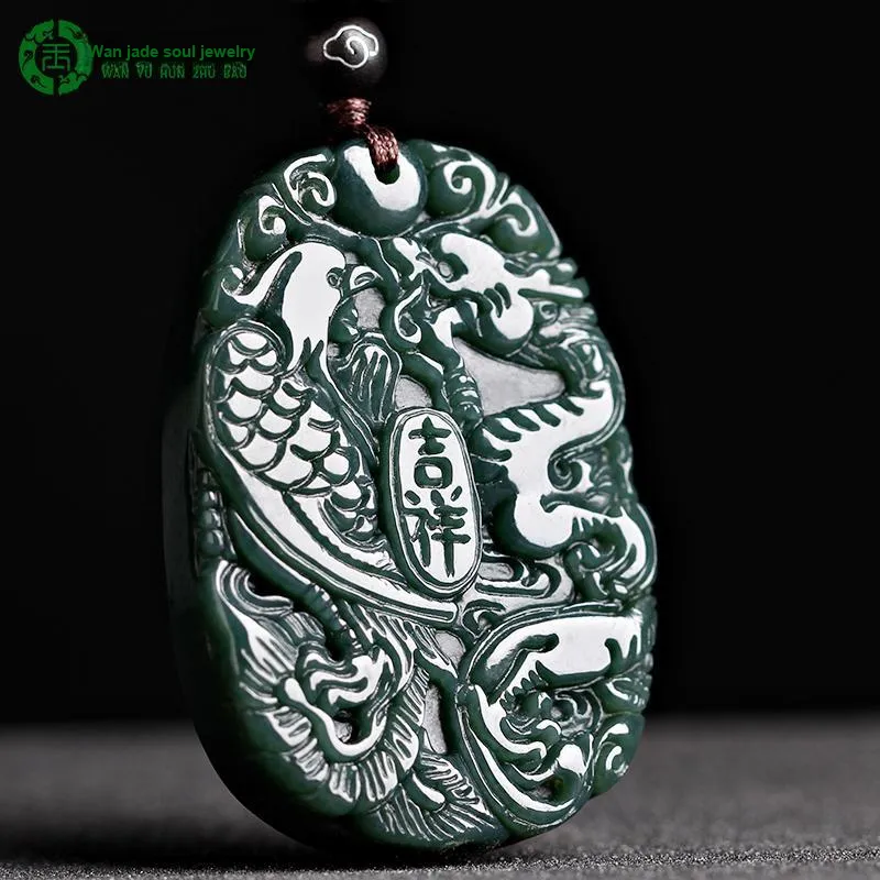WANYUHUN Pendants Green Jade Unisex-3