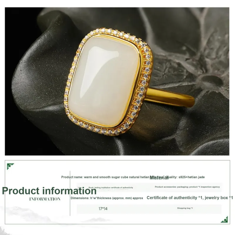 Oriental Jade Hetian Jade Rings White Jade Women's-1