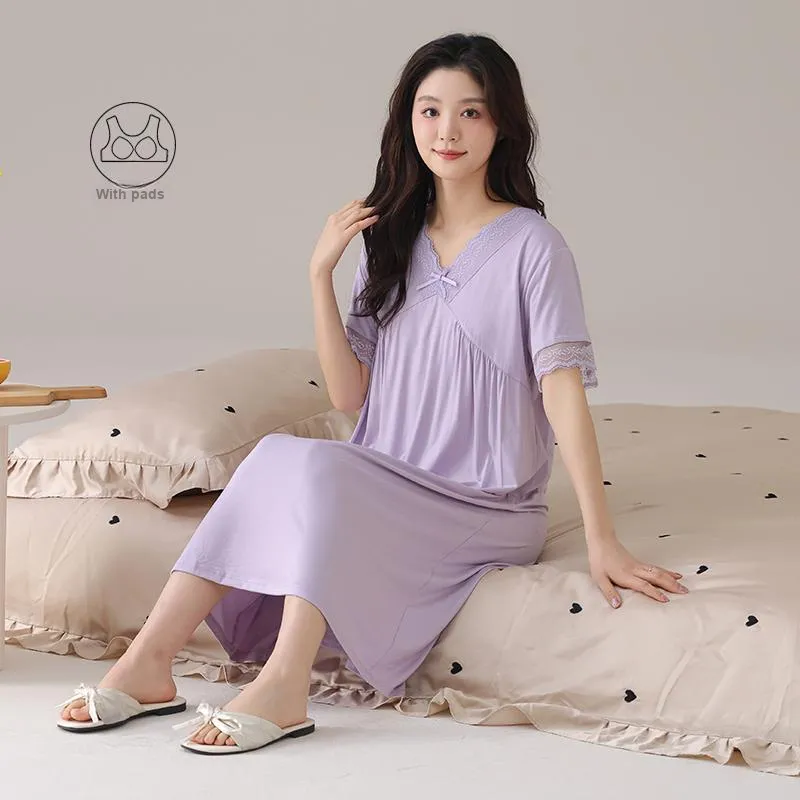 FENTENGCARE Nightgown Women's Violet-2