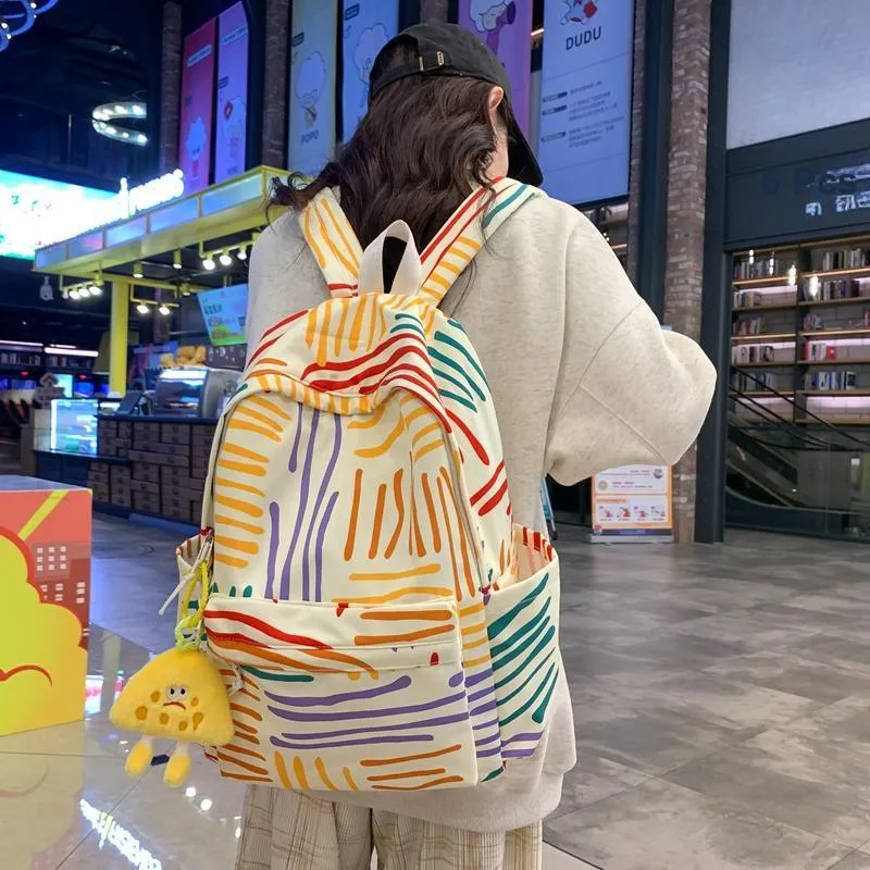 WICKBUEN Nylon Backpack Regular Unisex Color Stripes/White/Black-3
