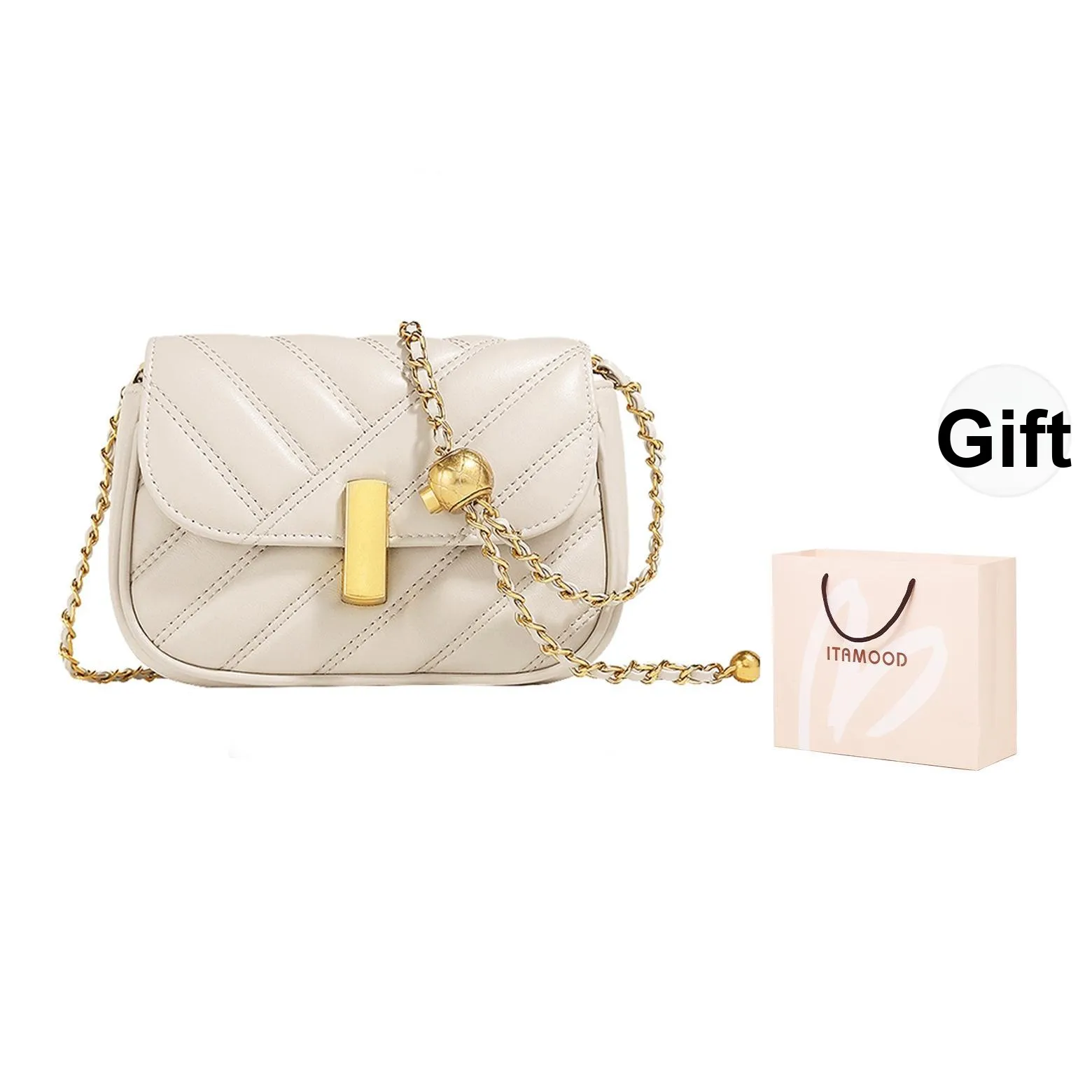 Miao Di Натуральная кожа Овчина Мягкая кожа Сумка через плечо Маленькая Женская Ванильный Coda Обсидиановый черный