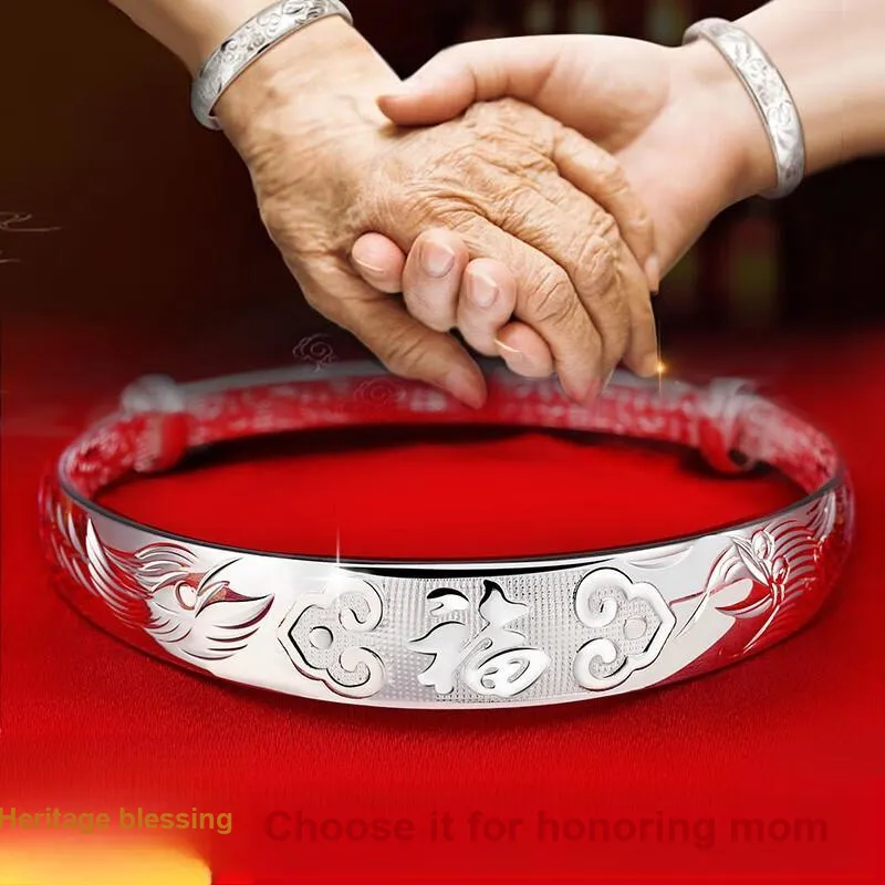 Love 999 Fine Silver Sterling Silver Bracelets Women's-2