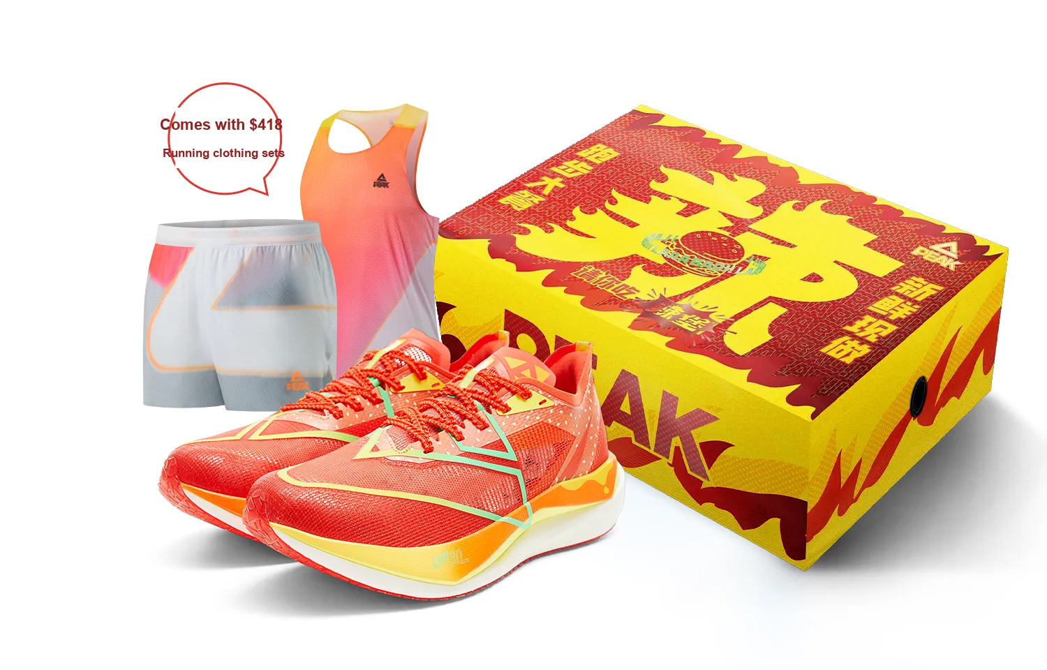 PEAK Cushioning Anti Slip And Wear Resistant Height Increasing Rebound Low Top Running Shoes Women's Red Orange
