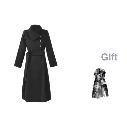 KYKW Черный С подарками Шарф Женское Пальто
