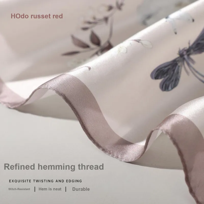 Red Bean Mulberry Silk Scarves Women's-9
