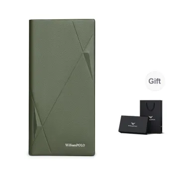 WilliamPOLO Top Grain Cow Leather Long Wallet With Multiple Card Slots Suitable For Suit Men's Multicolor