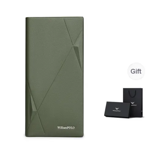 WilliamPOLO Top Grain Cow Leather Long Wallet With Multiple Card Slots Suitable For Suit Men's Multicolor