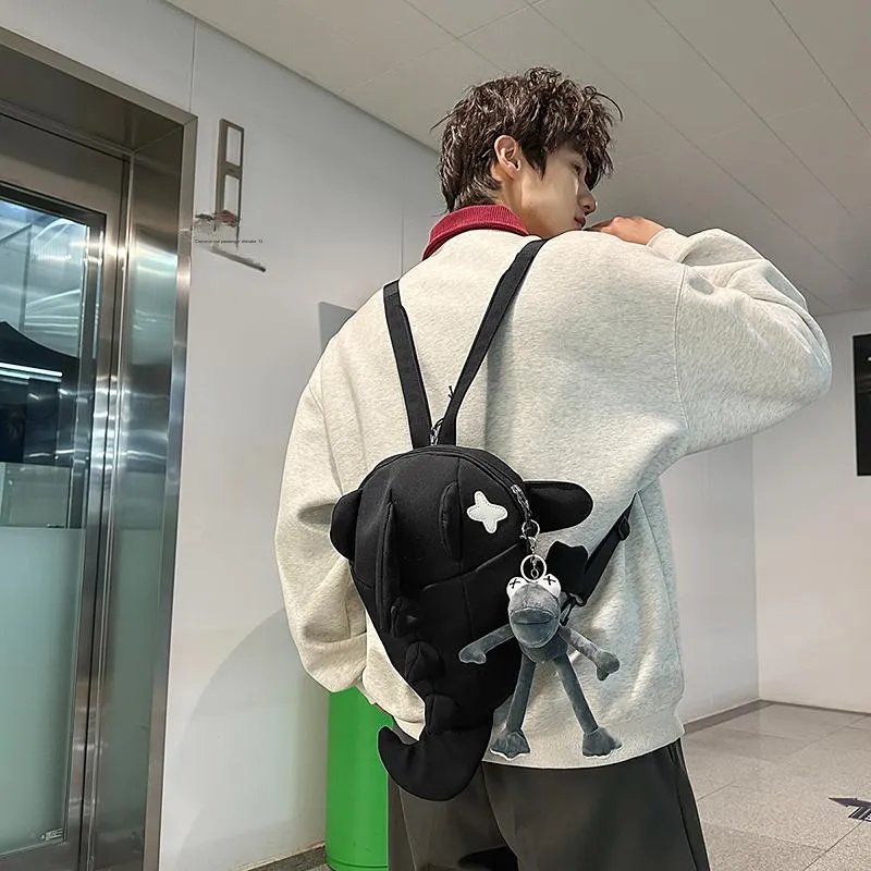 Single Warehouse Nylon Backpack Unisex White/Gray/Black-20