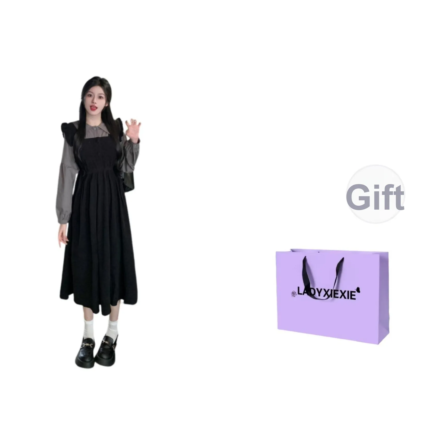 LADYXIEXIE Длинное платье с длинными рукавами женское