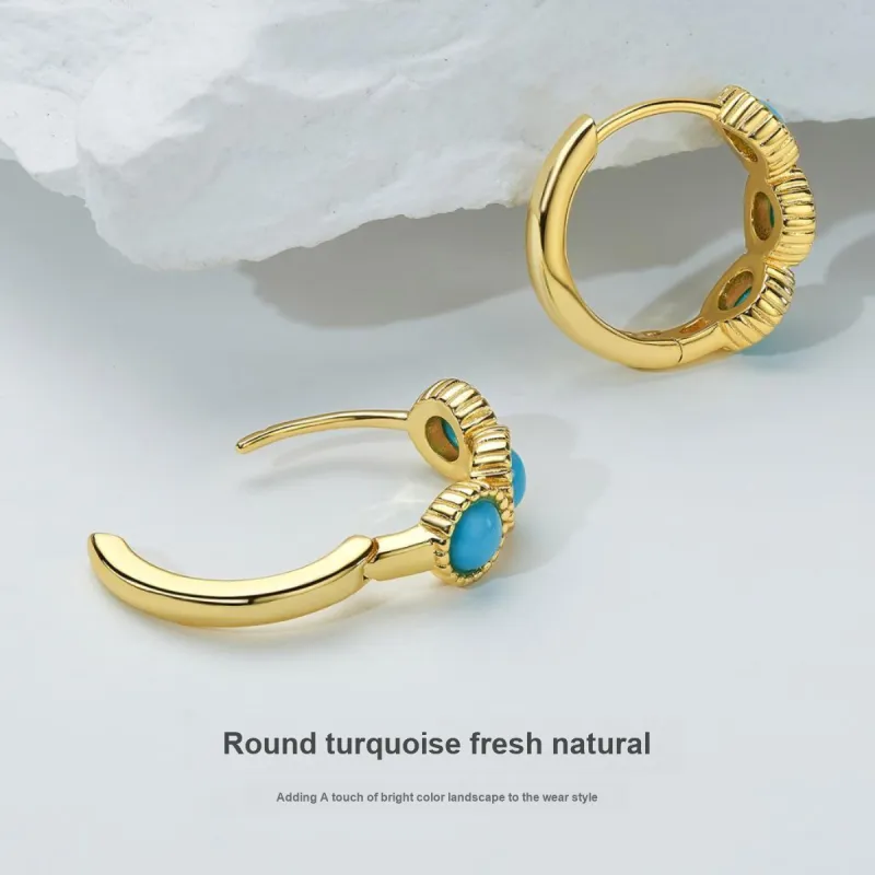 ME LUXE Turquoises Hoop Earrings, Elegant And Stylish Ear Clips Women's-2
