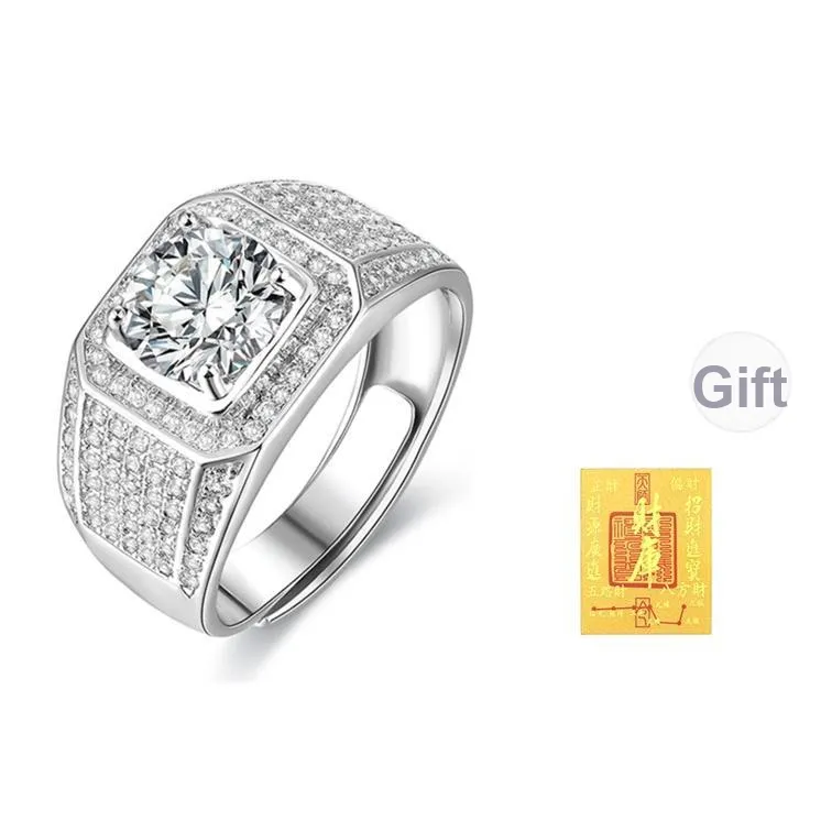 JINLIUFUJIXIANG Moissanite Collection S925 Silver Rings Men's