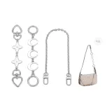실버[화이트 네잎 클로버+문 연장 체인]+장식 체인 40cm