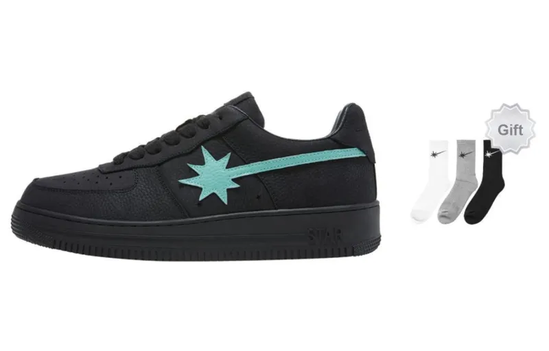 Starwalk Soldier Stars Shoes Anti Slip And Wear Resistant Breathable Low Top Skateboard Shoes Unisex Black-6