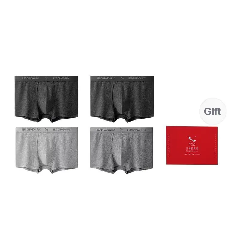 RED DRAGONFLY Cotton Panties Men's 4 Pack Gift Box Set-12