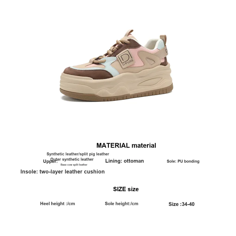 D:FUSE SCANDINAVIA Wear-Resistant Lightweight Height Increasing Low-Top Stylish Skateboarding Shoes Women's-14