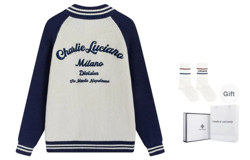 Charlie Luciano Knitwear Unisex White Blue-1