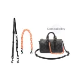 Black Acrylic Leather Strap 98-122cm+Orange 35cm Decorative Chain