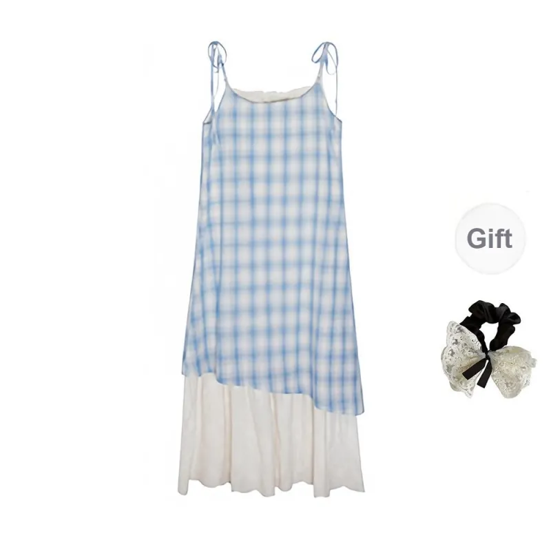 PAVEA Slip Dresses Women's Blue+Hair Tie Comes With-1