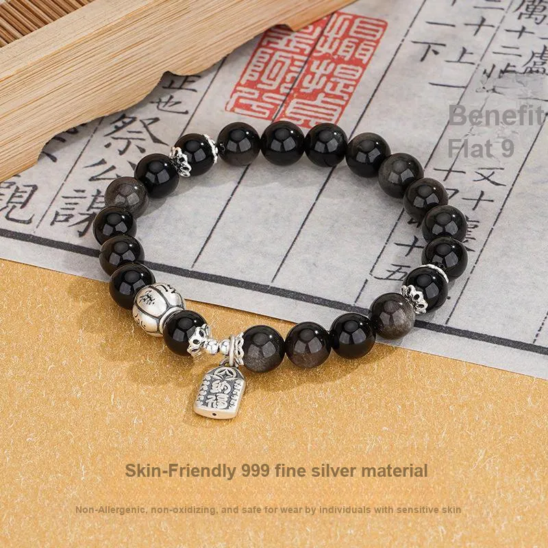 JINJI Natural Obsidian Bracelets Unisex-1