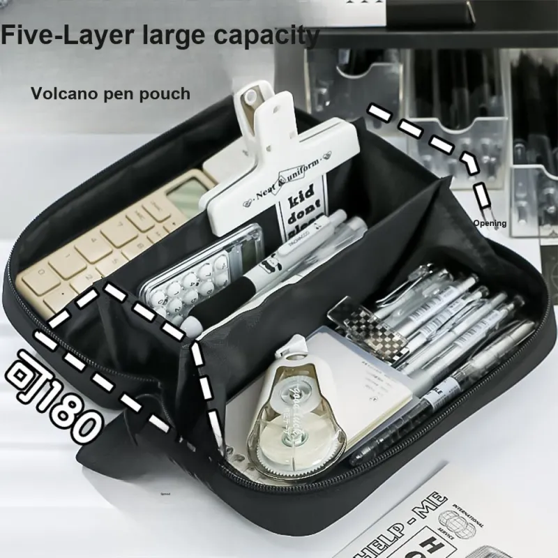 YUANPU Volcano Transparent Multi Layer Stain Resistant Student Pencil Case Canvas Pencil Case/pencil Box-4