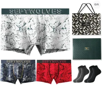 SEPTWOLVES Underwear Gift Boxes Men's 3 Pack+Shopping Bag