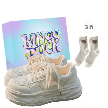 BINGO DUCK Slip Resistant And Breathable Skateboard Shoes Women's Ecru