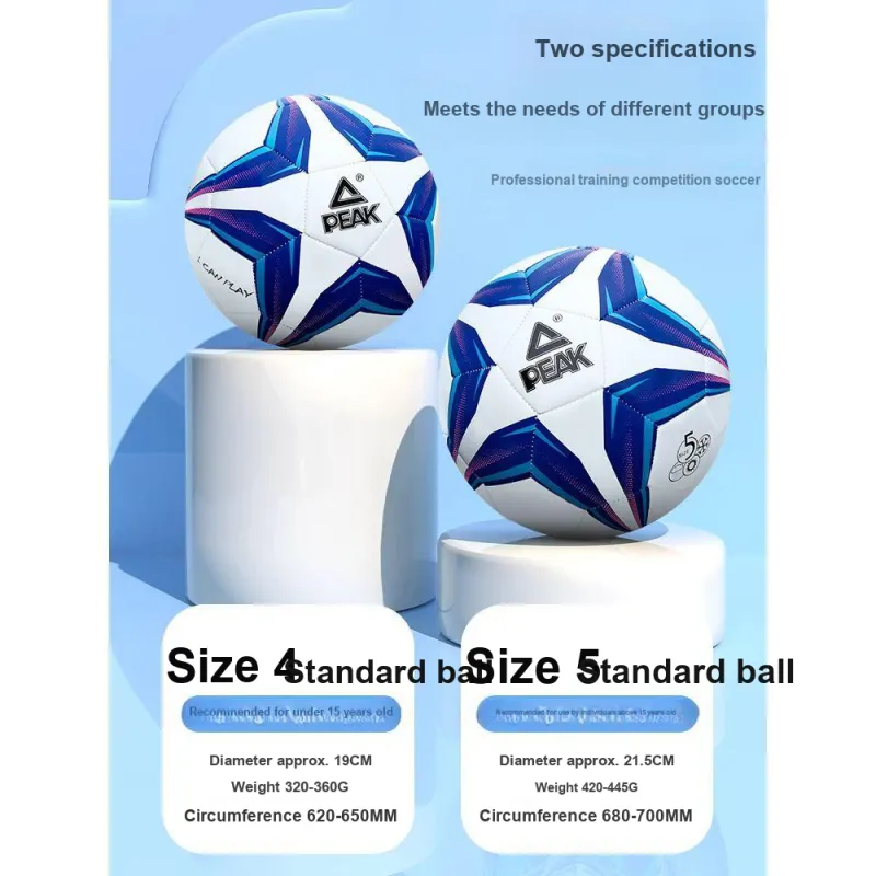 PEAK Size 5 Size 4 Ball Soccer PU Machine Stitched Soccer Ball Unisex White Gray-2