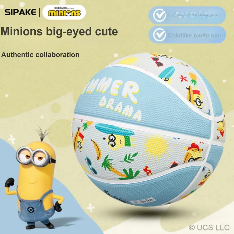 SIPAKESPORT x MINIONS Rubber Basketball Blue White Size 4 5 Size Training Unisex-3