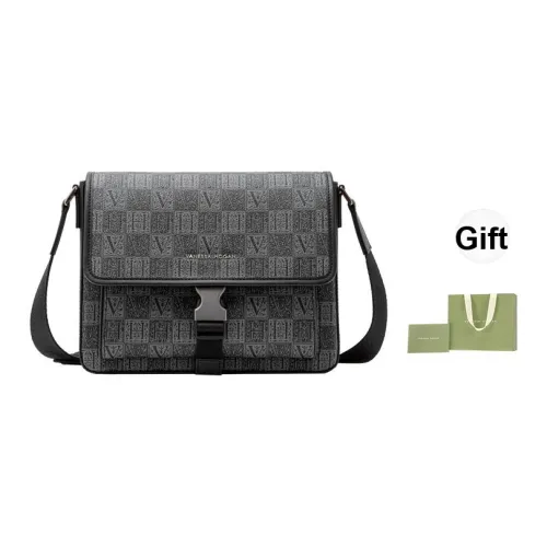 VANESSA HOGAN Монограмма Синтетическая кожа Курьерская сумка Сумка через плечо Большая Мужская Черная