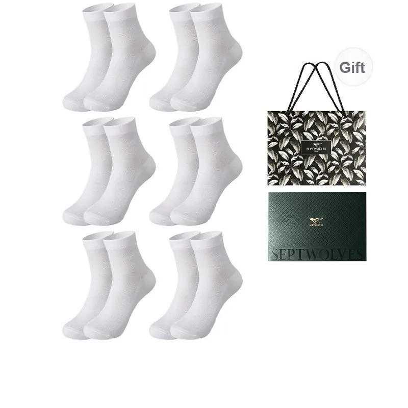 SEPTWOLVES Mid Calf Socks Men's 6 Pairs Box Included-32
