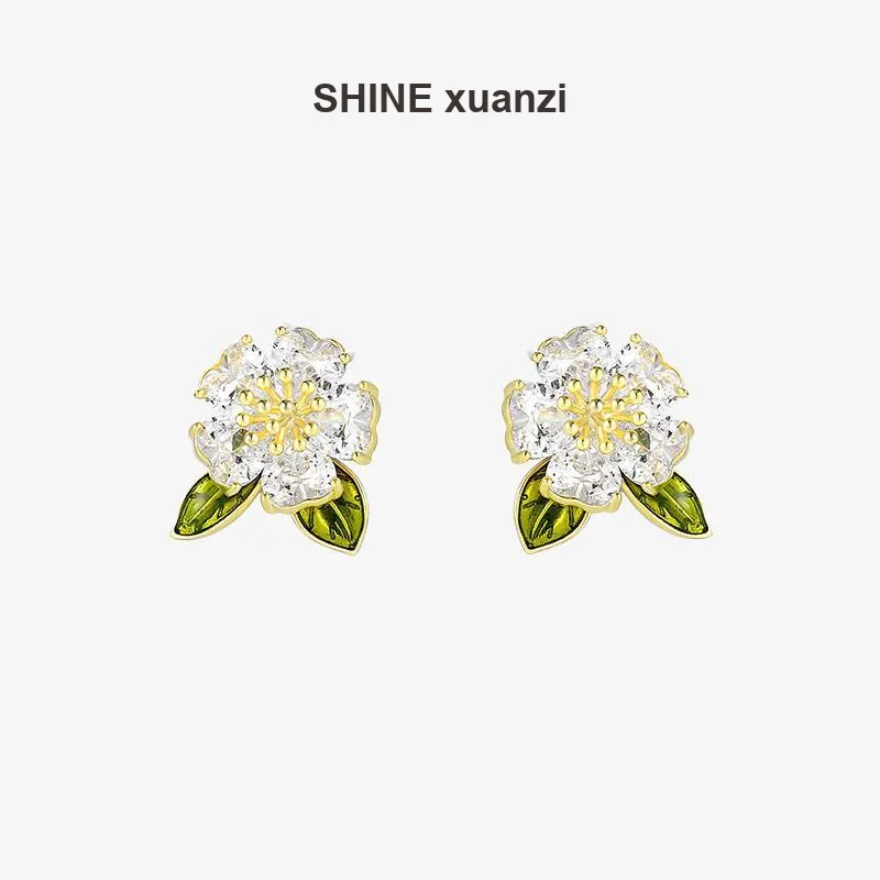 SHINE Man Dance Floral Collection S925 Sterling Silver Stud With Zircon Stud Earrings Women's-1