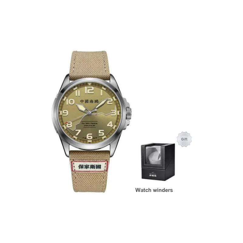 Sea Gull Automatic Mechanical Movement Canvas Strap Watch Men's Watches Yellow Watch Dial-7