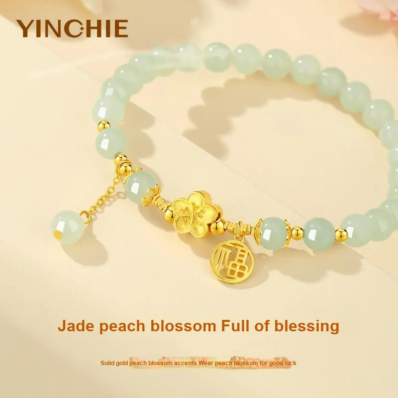 YINCHIE Bracelets Pale Greenish White Jade Women's-4
