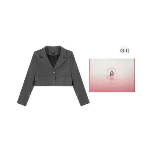 Annie The Темный Child 2024 Осенний Укороченный Куртка Женские Темно-серый