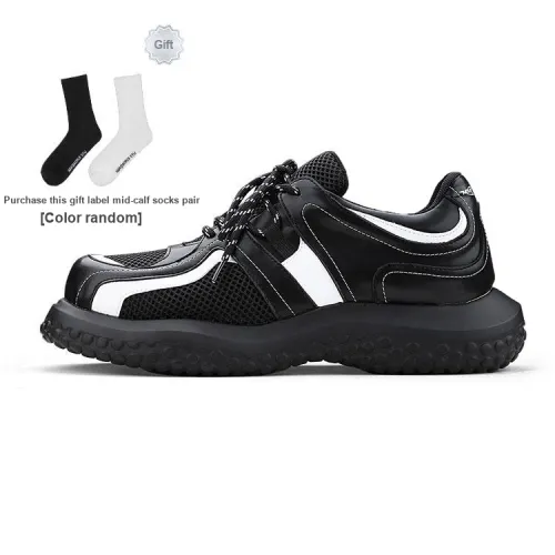 HANQIAORIJI Rakura Series Chunky Sneakers Men Low-Top Black