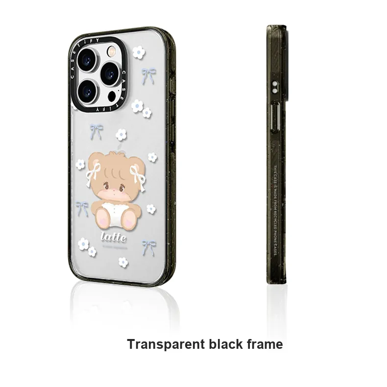 CASETIFY TPU+PC Material LATTE RIBBON Bowknot Latte Phone Cases Compatible With IPhone 16/15/14/Pro/Ma Cartoon-1