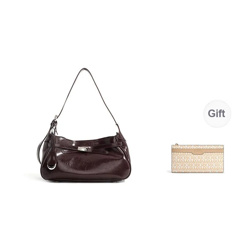 FAIRWHALE Cow Leather Shoulder Bag Regular Women's Mocha/Vintage Red/Premium Black/Moon White-18