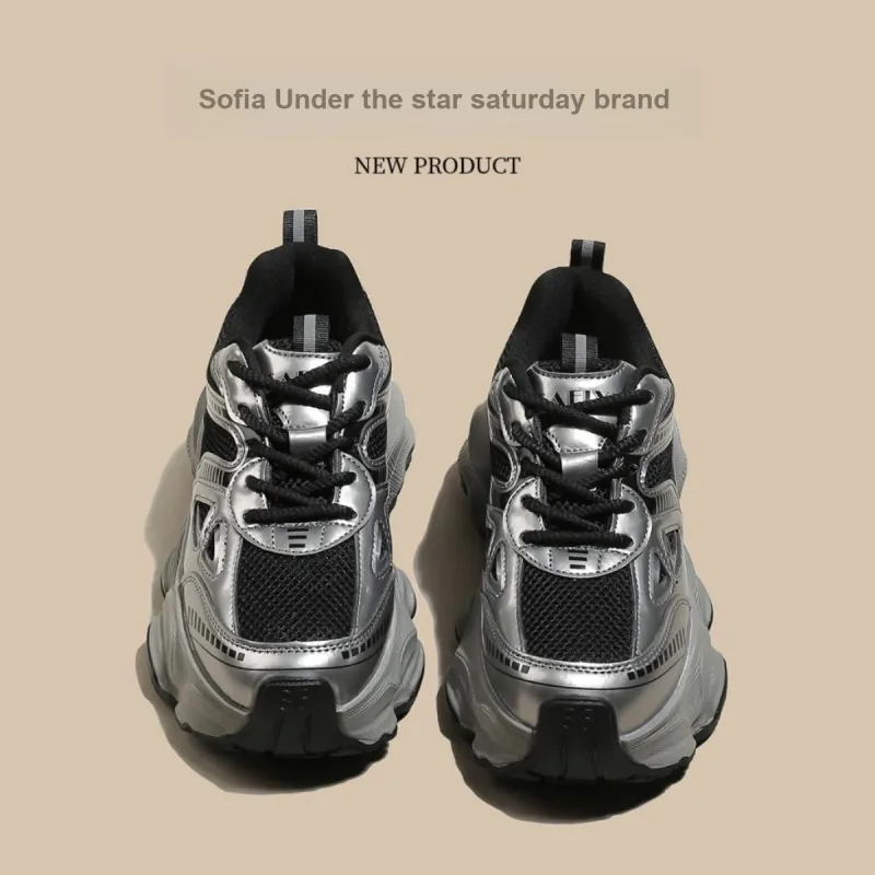 Safiya Low-Top Chunky Sneakers Women's Gunmetal-3