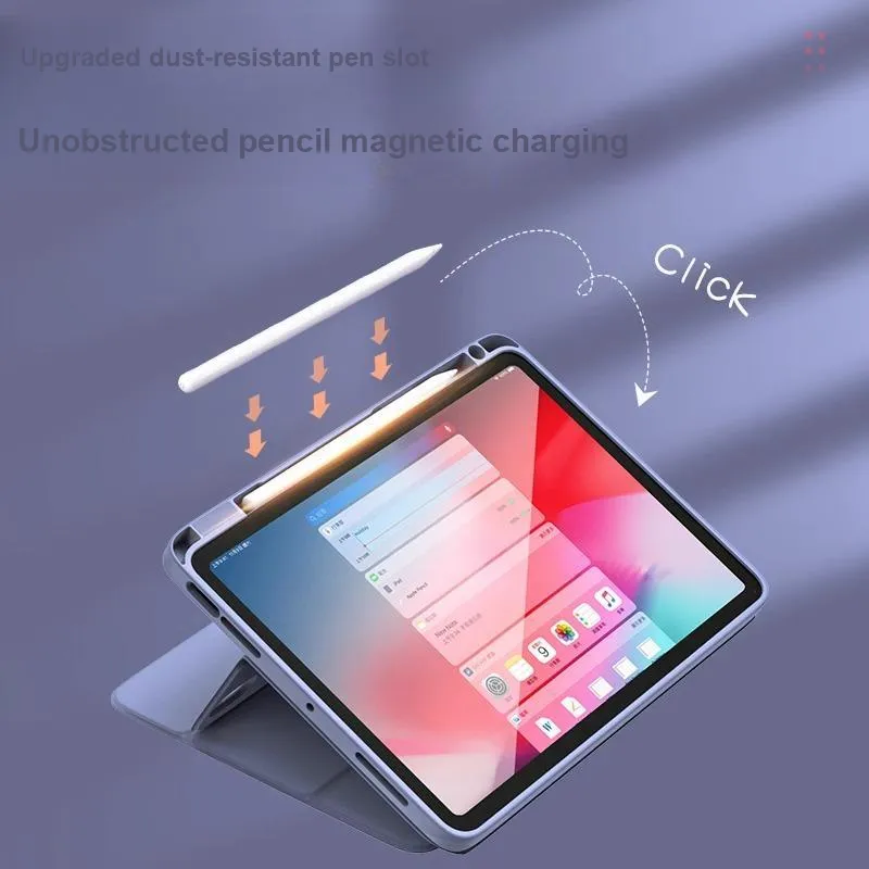 QUWEIKA Magnetic Book Style Anti Bend Detachable Compatible With IPad Acrylic Flat Protective Case-4