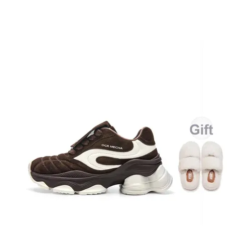 OGR Пудинг Шоколад Chocolates Dessert Обувь Амортизация Рекомендуемый рост Увеличение Низкий Топ Толстая подошва Кроссовки Женские Темно-коричневый