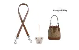 (Compatibility: Brown Leather) 1.1cm Width Plain Weave Silver-Tone Buckle 65cm+Beige Bear