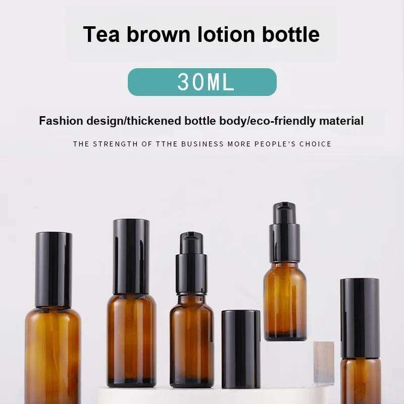 JIANYINGSHU Glass Lotion Bottle Portable Dispenser Bottle With Light Protection Glass Push Button Travel Mini Bottle-7