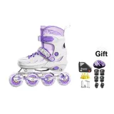[Upgraded Double Buckle-Exclusive]Purple+Backpack+Helmet Protective Gear 7-Piece Set+Gift Pack