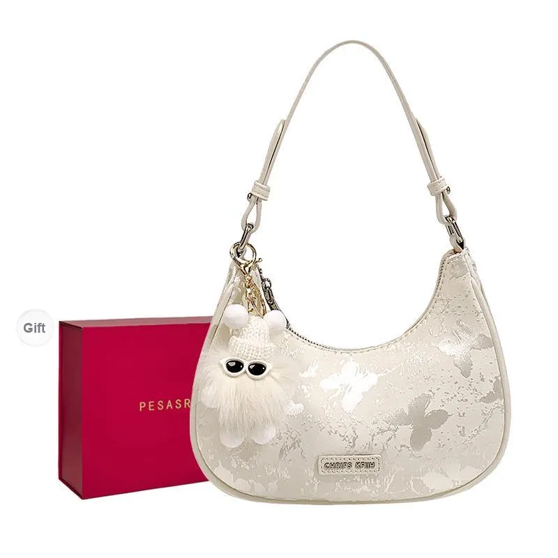 PESASRIE PU Shoulder Bag, Crossbody Bag Regular Women's Ecru-0