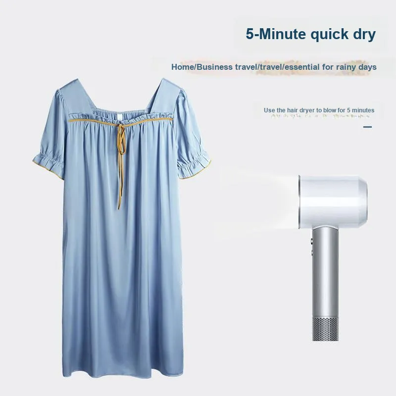 Xuan Liang Nightgown Women's Mist Gray Blue-2