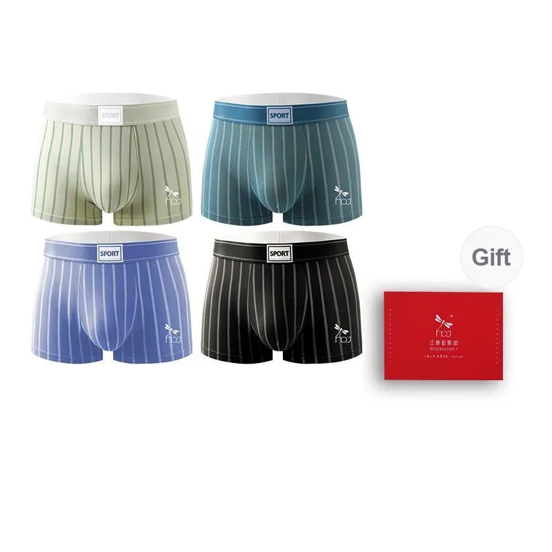 RED DRAGONFLY Cotton Panties Men's 4 Pack Gift Box Set-10