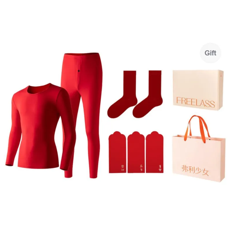 FREELASS Year Of The Dragon Series Thermal Set Women's Cotton Socks Red Envelope Set 4 Pcs Red-2