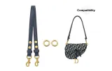 Dior Saddle Bag, Blue 3rd Setting Adjustable Shoulder Strap 65-111cm[Includes 1 Pair of Antique Gold Circle]