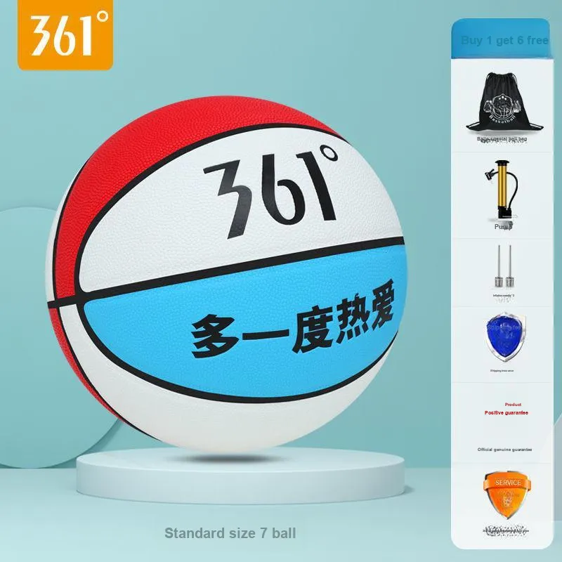 361° PU Basketball Red Blue White Size 7 Training Unisex-1